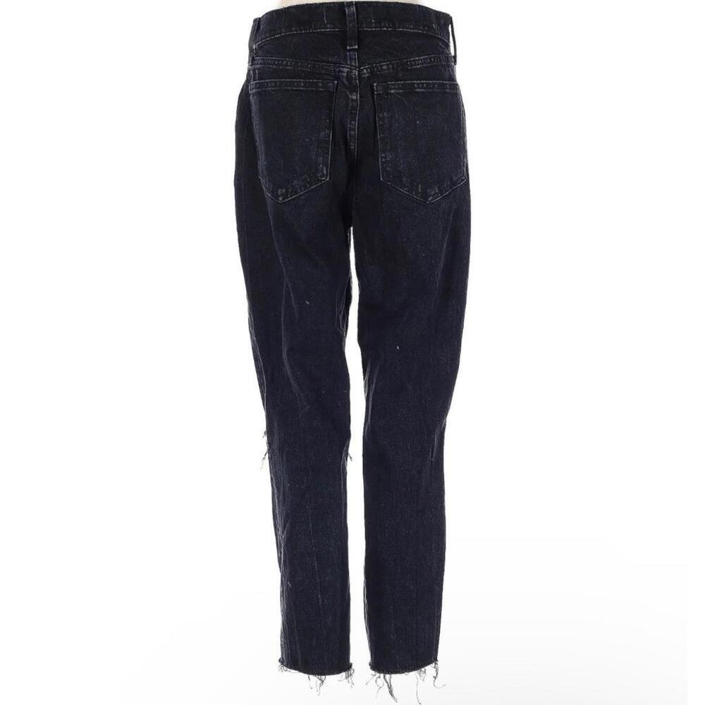 Abercrombie & Fitch High Rise Mom Jean Black Size 27 / 4S Frayed Hems Distressed - Picture 3 of 6